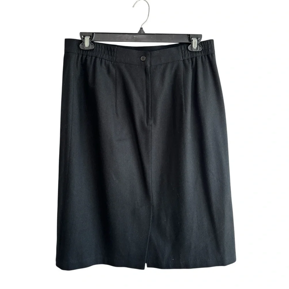 Sag Harbor Black Skirt 100% Wool Size 18W Midi Comfort Elastic In Waist Academia